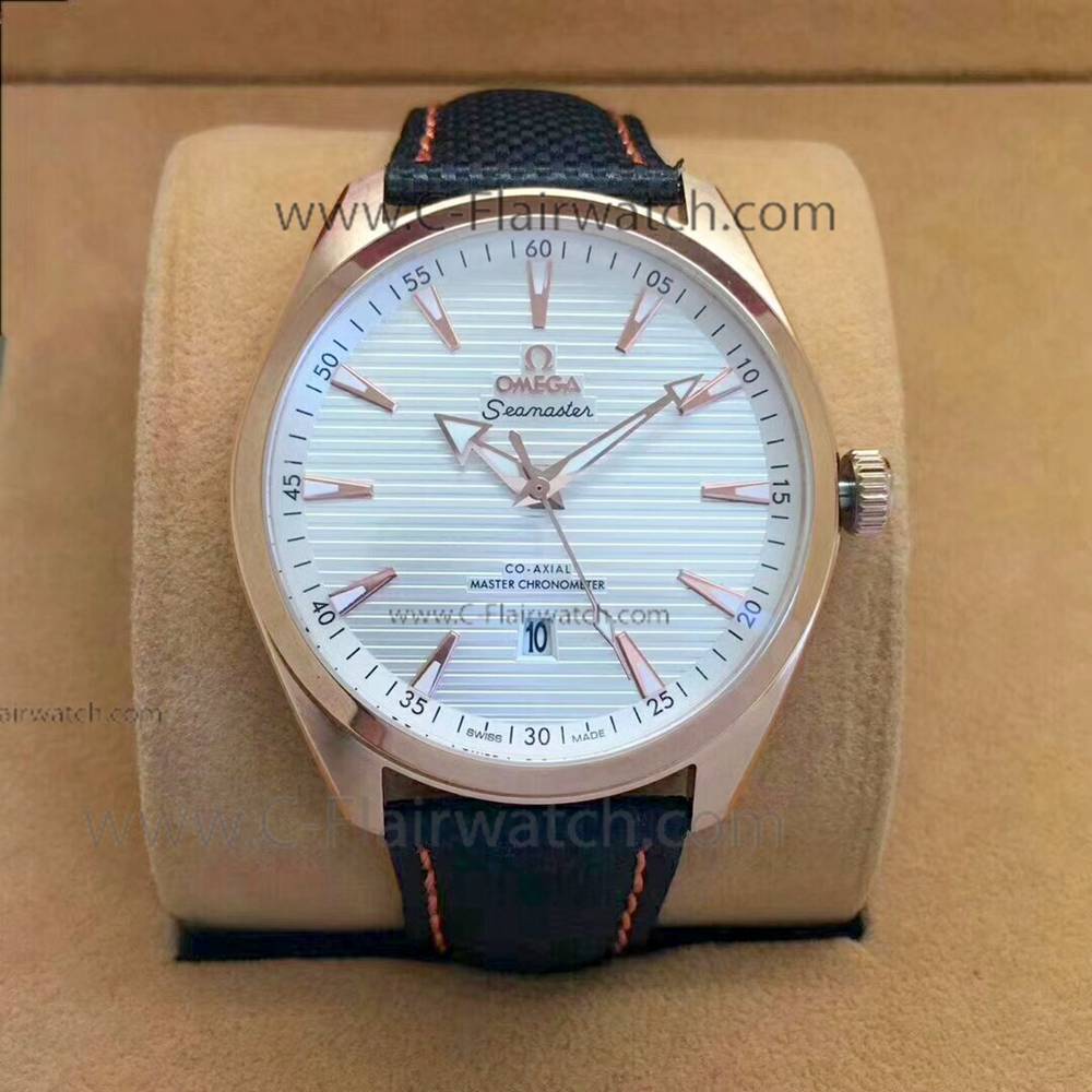 Copy Omega Seamaster Aqua Terra Watch Rose Gold White Dial